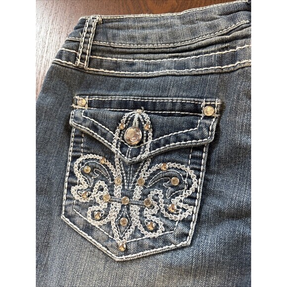 Earl Jeans Womens Embellished Beaded Jeans Sz 6 Denim Light Wash Straight Leg - Picture 10 of 15